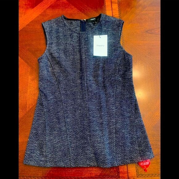 💕Theory wool elegant modern Navy Multi Chevron knit💕, NWT - Picture 2 of 5